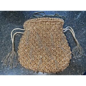 Anthopologie Llani Millennia copper rosegold crochet beaded handbag purse Bag